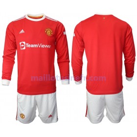 Maillot de Foot Manchester United Domicile 2021-22 Manches Longues - Enfant